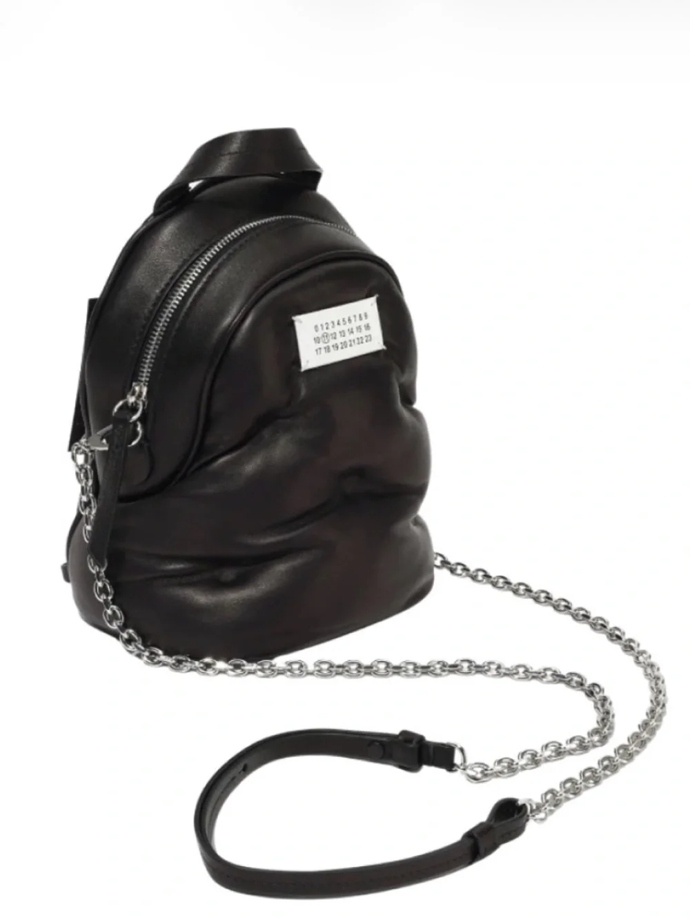 Maison Margiela Authentic Glam Slam Mini Backpack (Black Leather, Chain Strap